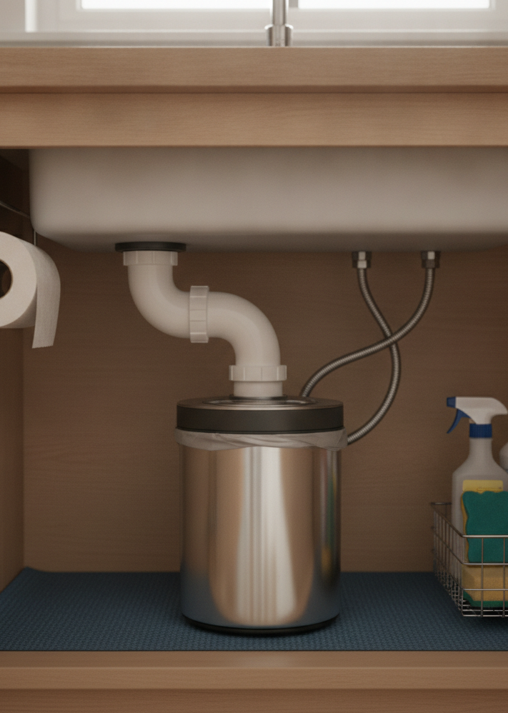 garbage disposal under the kitchen sink